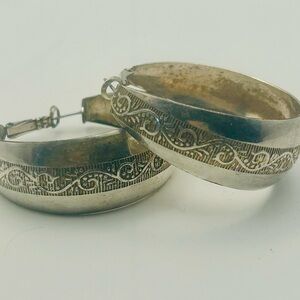 Source Unknown Silver Intricate Earrings